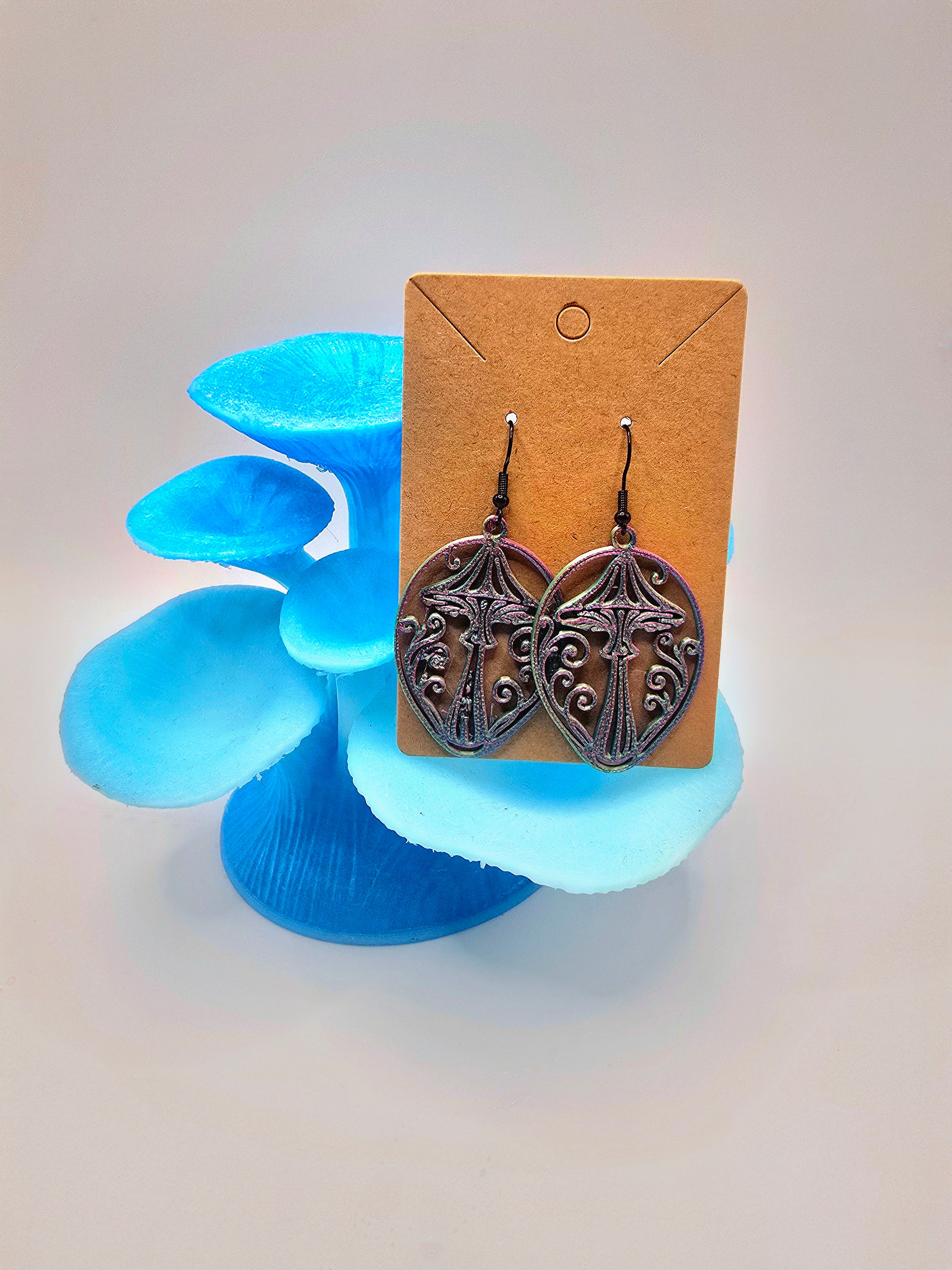Iridescent Boho Mushroom Dangles