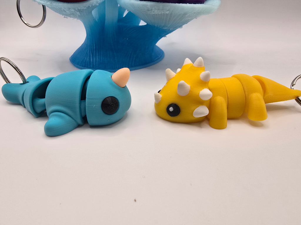 Narwhal or Triceratops flexi keychain