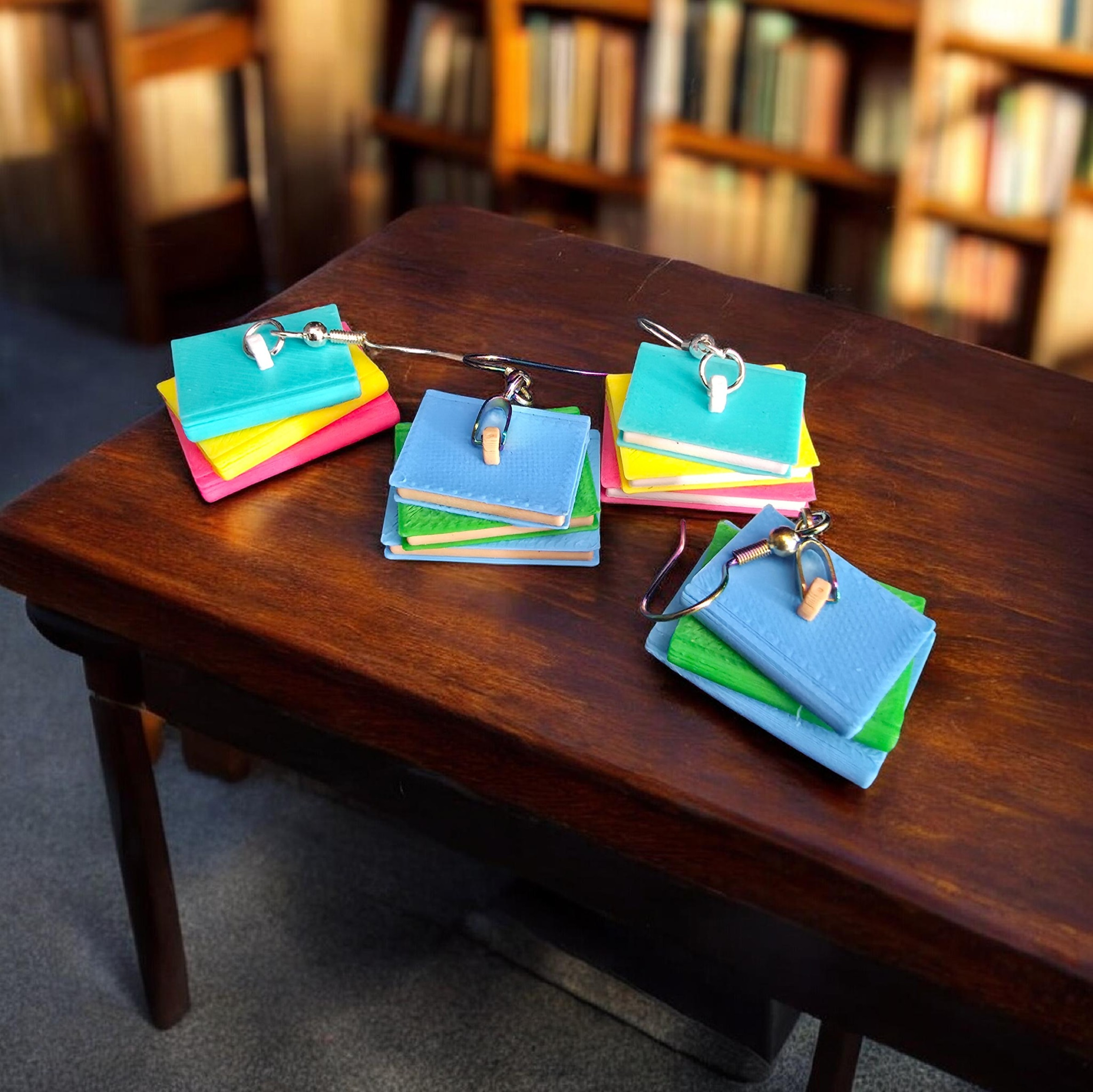 Stack of books earrings
